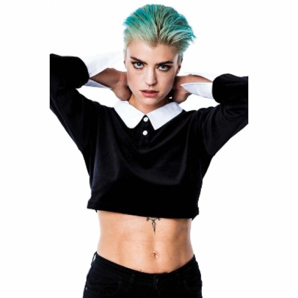 Killstar- Friday (Wednesday) Velvet Long Sleeve Crop Shirt - Large - Picture 2 of 6